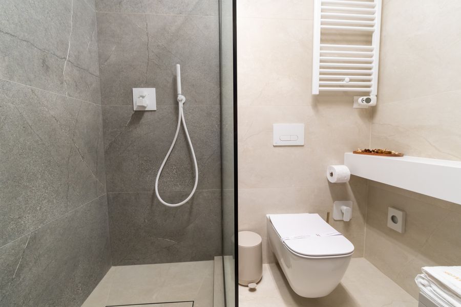 Zona de duș din baia camerei Business Premium Single